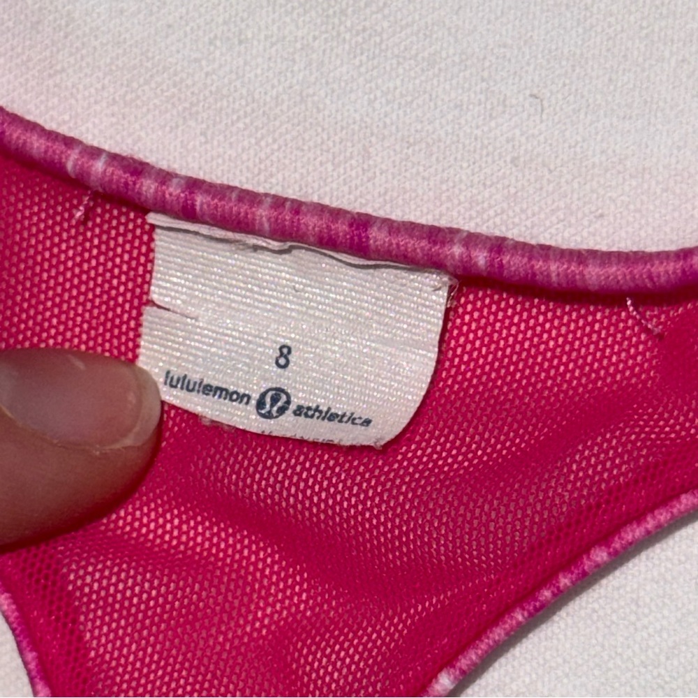 Lululemon Reversible Bikini Top‎ Pink Size 8 Space Dye White Mesh T-Back Swim - Picture 3 of 9